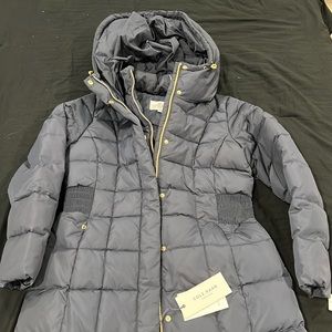 Cole Haan puffer hooded down/feather jacket! Navy blue’ New’ size Medium